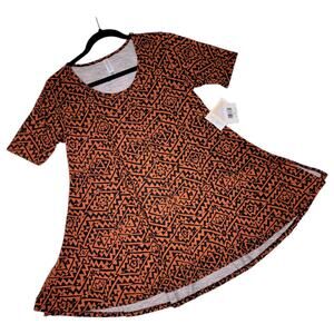 LuLaRoe Aztec Geometric Perfect T XXS NEW Orange Black Swing Tunic Tee Top